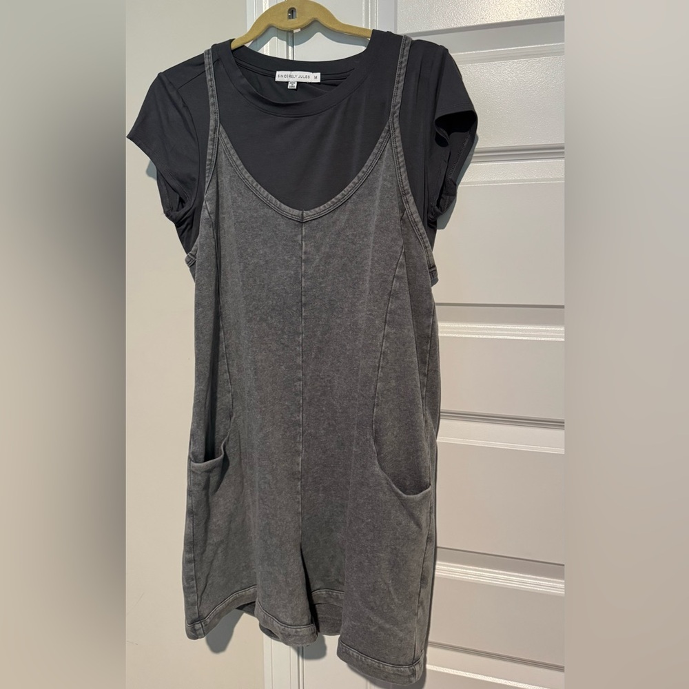 Elegant Gray Women's Camisole Top two piece romper